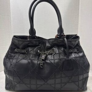 Christian Dior Cannage Overstitching Chri Chri Tote Black
